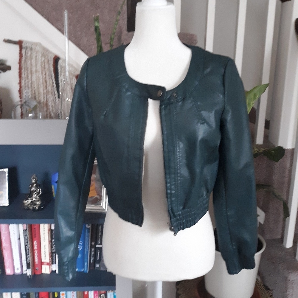 Green faux leather jacket